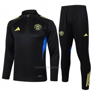 Chandal de Sudadera del Manchester United Nino 2025-2026 Negro Amarillo
