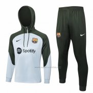 Chandal de Sudadera del Barcelona Nino 2023-2024 Gris Claro