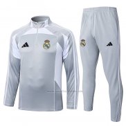 Chandal de Sudadera del Real Madrid 2025-2026 Gris Blanco