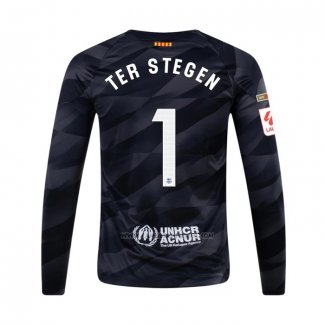 Camiseta Barcelona Jugador Ter Stegen Portero Manga Larga 2023-2024 Negro