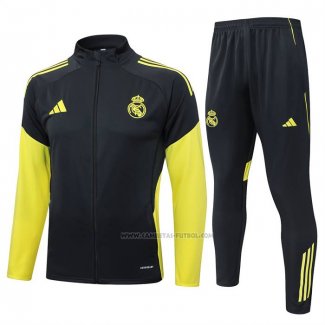 Chandal de Chaqueta del Real Madrid Nino 2025-2026 Gris Amarillo