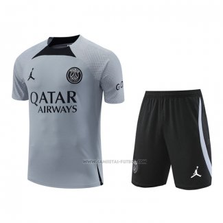 Chandal del Paris Saint-Germain Jordan Manga Corta 2022-2023 Gris - Pantalon Corto