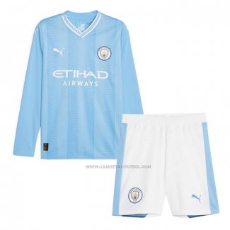 1ª Camiseta Manchester City Manga Larga Nino 2023-2024
