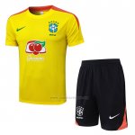 Chandal del Brasil Manga Corta 2025-2026 Amarillo - Pantalon Corto
