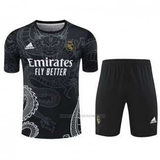 Chandal del Real Madrid Dragon Manga Corta 2024-2025 Negro - Pantalon Corto