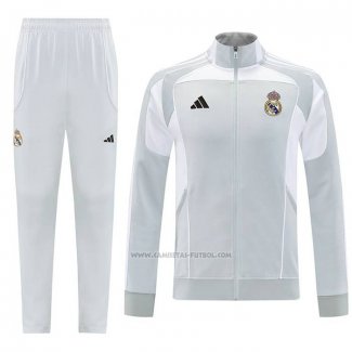 Chandal de Chaqueta del Real Madrid 2025-2026 Gris Blanco
