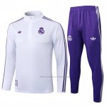 Chandal de Sudadera del Real Madrid Nino 2025-2026 Blanco Purpura