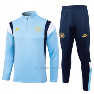 Chandal de Sudadera del Manchester City 2023-2024 Azul Claro