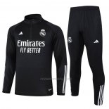 Chandal de Sudadera del Real Madrid 2023-2024 Negro y Blanco