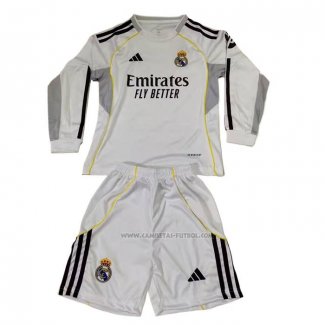 1ª Camiseta Real Madrid Manga Larga Nino 2025-2026