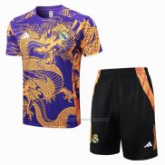 Chandal del Real Madrid Dragon Manga Corta 2024-2025 Purpura - Pantalon Corto