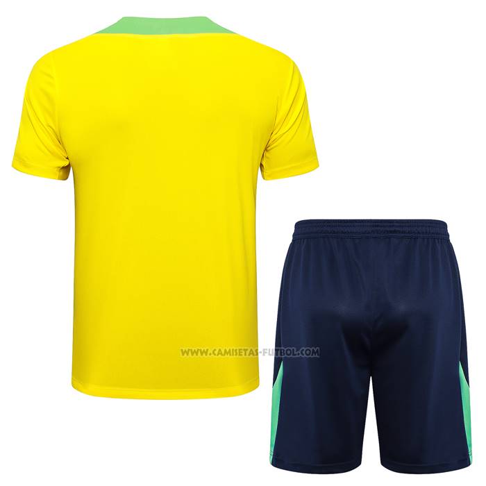 Chandal del Brasil Manga Corta 2024-2025 Amarillo - Pantalon Corto